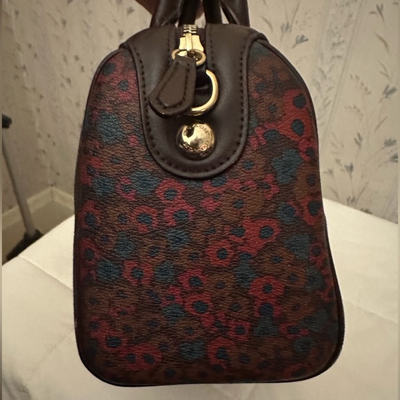 Coach Dark Brown Floral Satchel - Picture 6 of 13